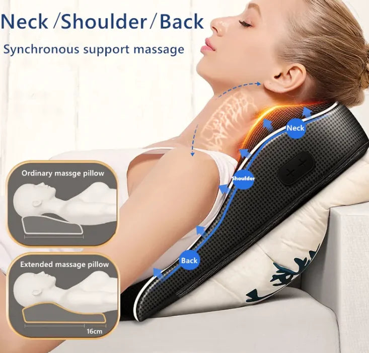 Therapeutic Multifunctional Electric Massage Pillow with Heat & Vibration