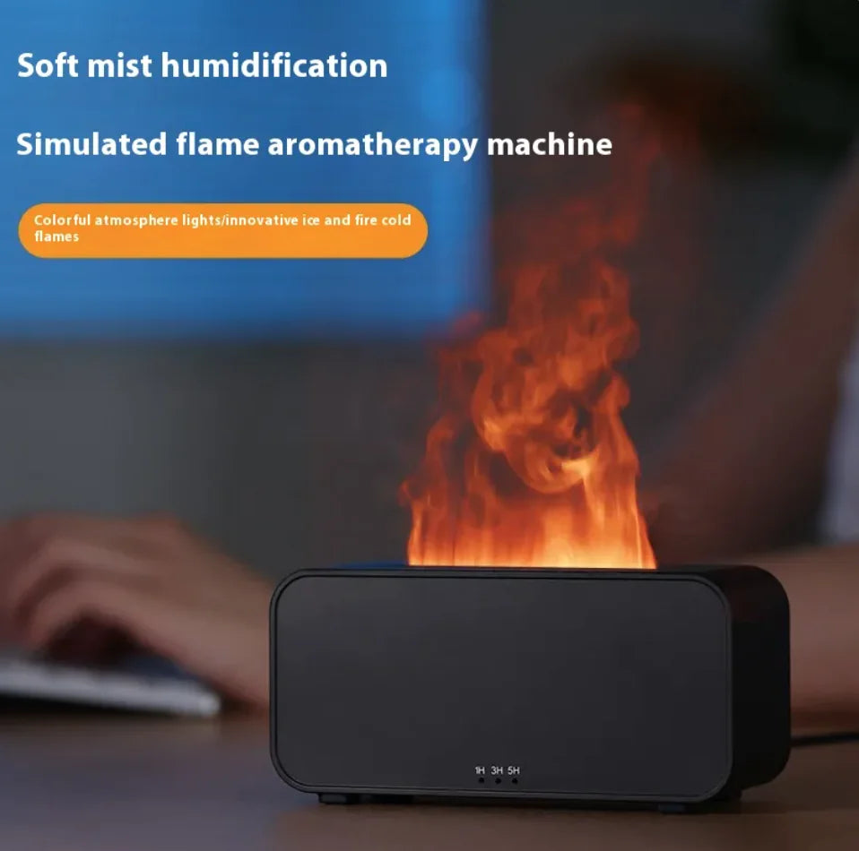 USB Flame Aroma Diffuser & Humidifier | Aromatherapy Mist Maker with Realistic Flame Effect