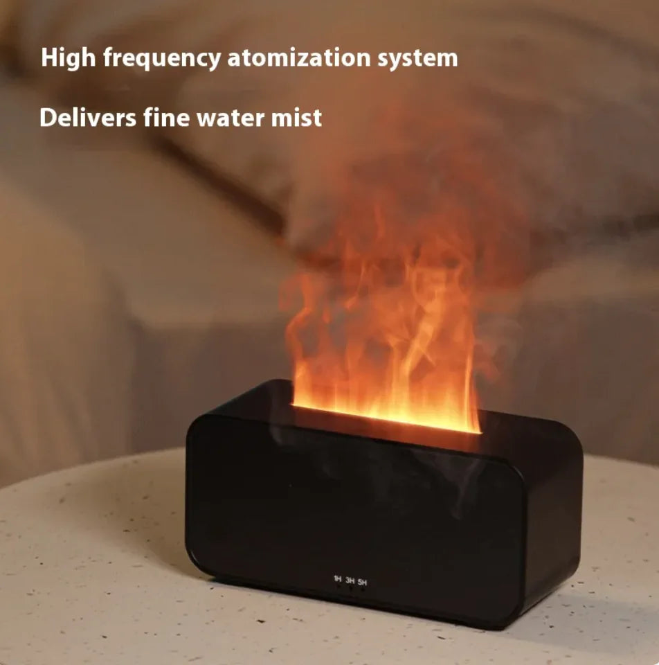 USB Flame Aroma Diffuser & Humidifier | Aromatherapy Mist Maker with Realistic Flame Effect