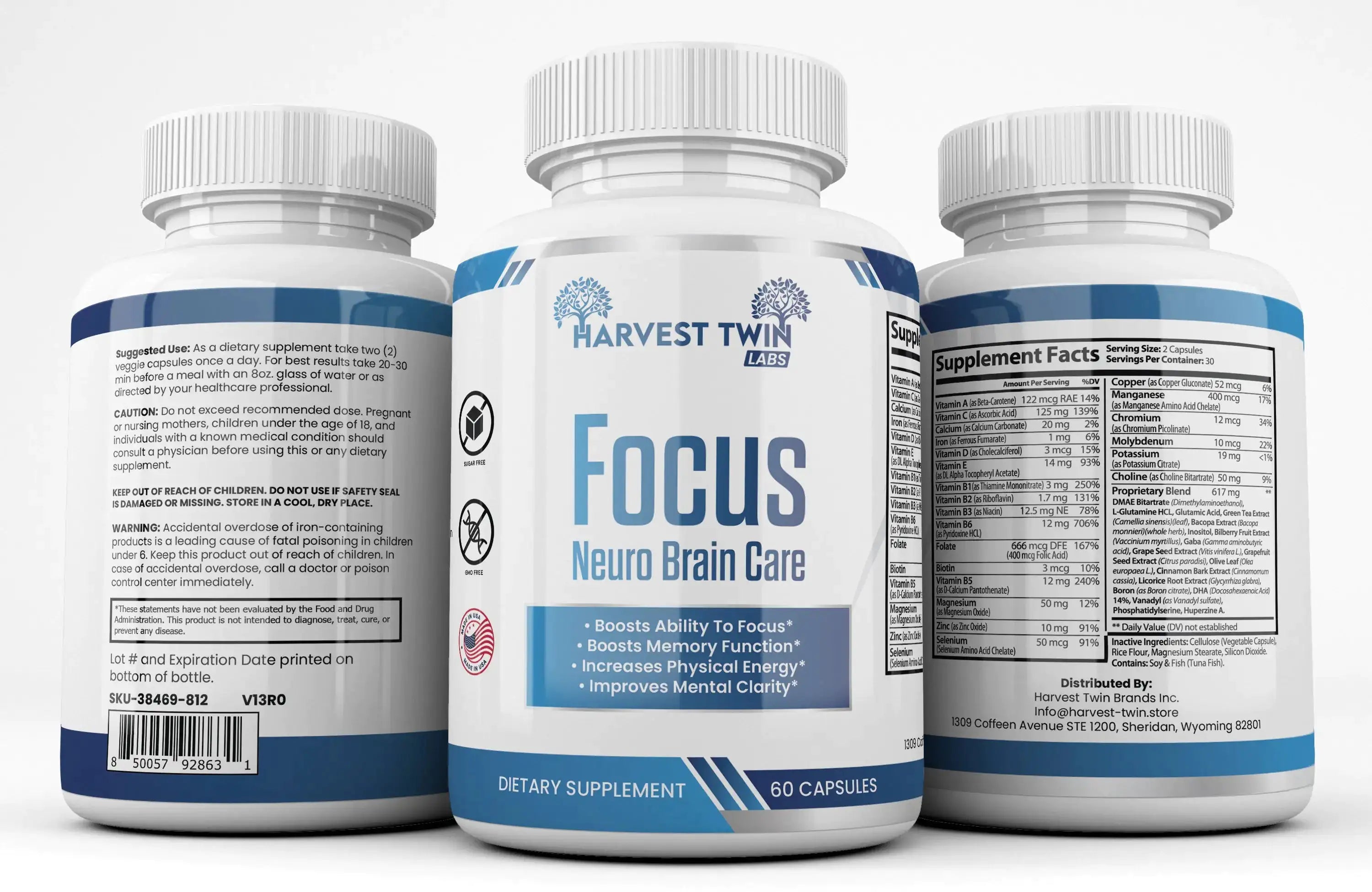 Harvest Twin Labs Neuro Plus Brain & Focus | Mental Clarity & Cognitive Support